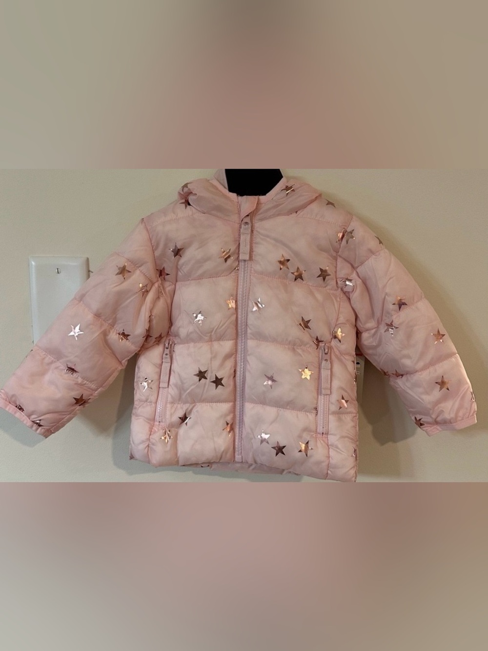 Okie Dokie Toddler Girls Pink Stars Packable Puffer Jacket NWT Size 2T